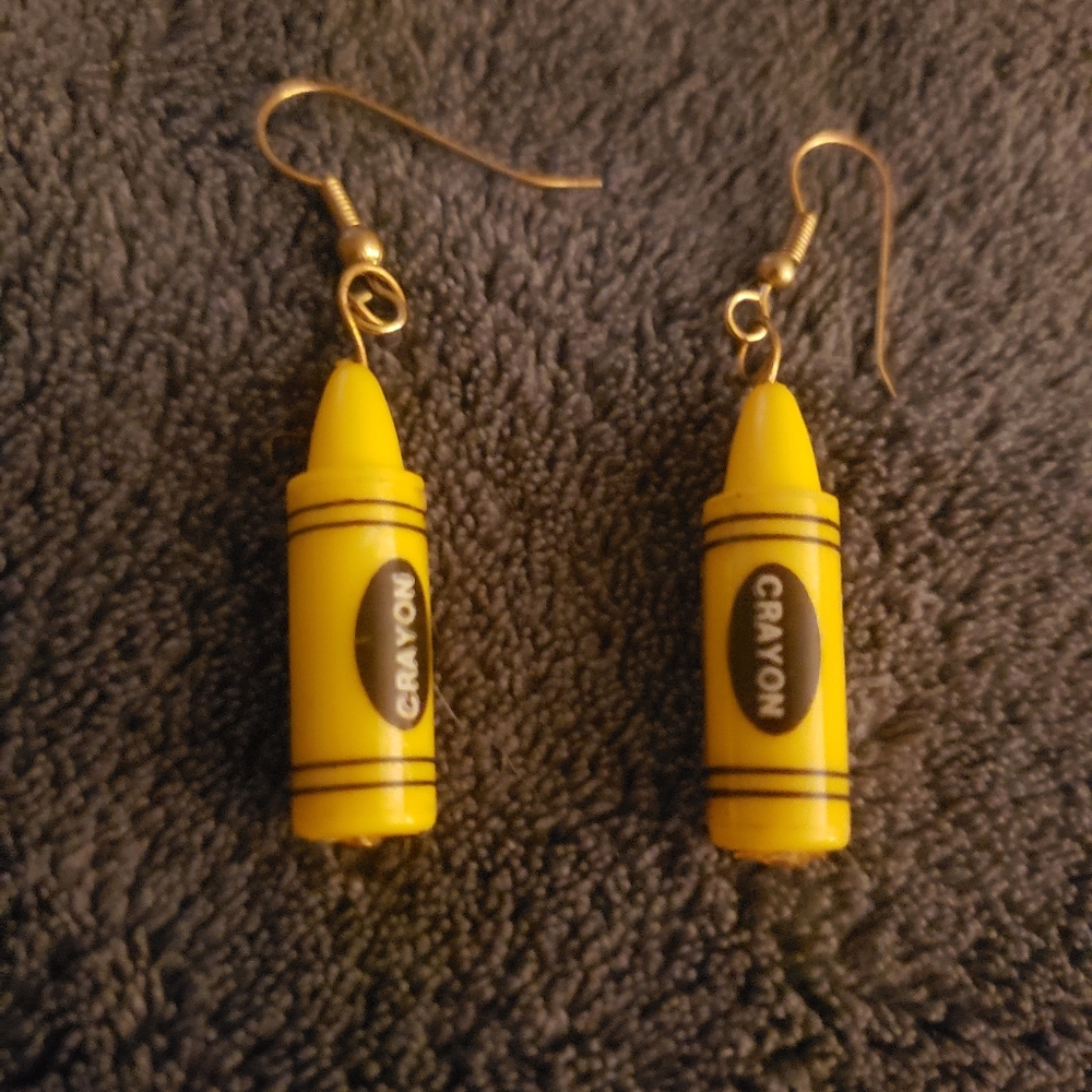 Yellow Crayola Crayon Earrings 💛